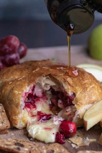 Holiday Brie in puff pastry with cranberries
